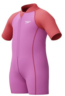 Speedo Learn to Swim Neoprene Wetsuit, Swimming Lessons, Soft Touch, Neoprene Traje de baño para Niñas, Neon Violet, 4 années