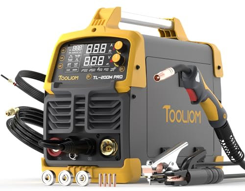 TOOLIOM 200A MIG-Schweißgerät 4-in-1 MIG/Flux-MIG/Lift-WIG/Stabschweißgerät 230V Aluminium-Schweißgerät mit kompatibel mit Spulenpistole