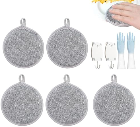 stracci per lavare i piatti: panno in rete per piatti, panno per la pulizia in microfibra a rete | Panno da cucina in filo con ganci per appendere e un paio di guanti, strofinacci alam