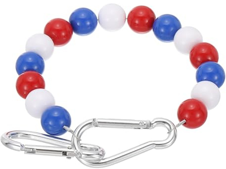 PATIKIL Bague de Retenue de Mât de Drapeau Rouge/Blanc/Bleu 2.8 | Accessoires, Anneau de Montage avec Perles, Maintien du Drapeau près du Mât, Poids avec Câble en Acier Inoxydable