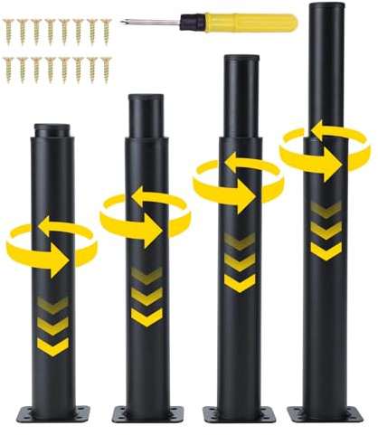 Homtone 4 STK Verstellbare Möbelfüße 25-43cm Höhenverstellbare Füße Schwarz | Möbelfüße Höhenverstellbar Metall Möbelbeine mit Schrauben, für Schränke, Nachttisch, Ottomane, Bett, Sofa Füße