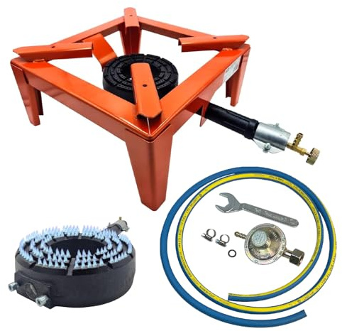 Crisalide® - Réchaud à gaz lourd - Cadre peint, brûleur en fonte, robinet de réglage, kit complet avec gant et clé - Fabriqué en Italie
