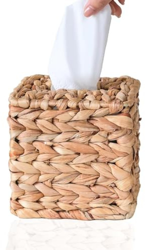 Kleenex - Funda cuadrada para caja de pañuelos, cubierta de caja de pañuelos de ratán para baño, inodoro, sala de estar, cocina, oficina, mesa de escritorio (largo 14,5 cm de ancho, 14,5 cm de alto,