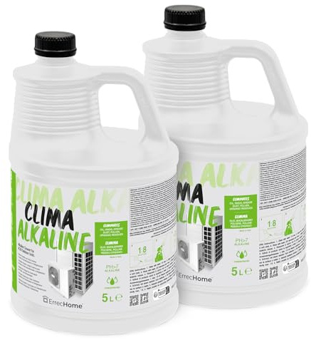 ErrecHome Clima Alkaline, Pulitore Alcalino per Unità Esterna degli Impianti di Climatizzazione e Refrigerazione, Formula Concentrata, 10 L (2 x 5 L)