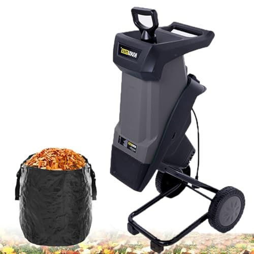 2400 W elektrischer Laubhäcksler und Komposthäcksler, max. 40 mm Schnittleistung, 50 l Auffangbehälter, elektrischer Laubhäcksler zum Zerkleinern von Heckenabfällen, Buschabfällen,Grey
