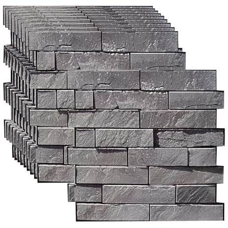 szgwtk Lot de 10 panneaux muraux 3D, 30 x 30 cm, aspect pierre, autocollants, revêtement mural en PVC, pour salon, cheminée, chambre à coucher