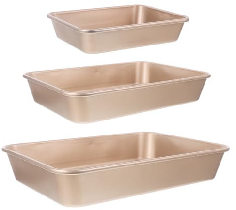 Zerodeko 3piezas Bandejas Para Hornear Rectangulares De Acero Al Antiadherentes Bandeja Para Pasteles Para Lasaña Para Hornear Galletas y Pan