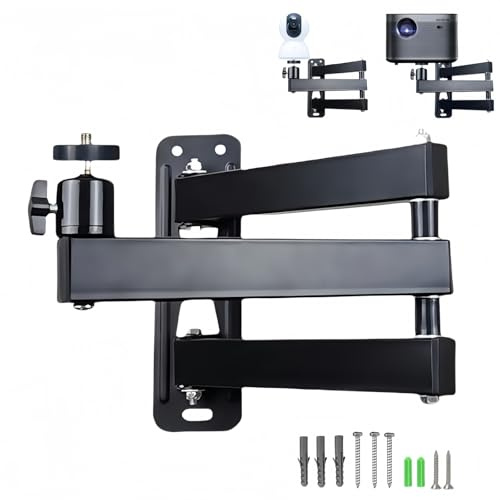 Foldable Projector Wall Mount | Aluminum Alloy | 1/4 Screw | 360° Rotatable | Universal for Mini Projectors, Cameras & DVRs (7.87+7.87 1/4 Wall Mount)