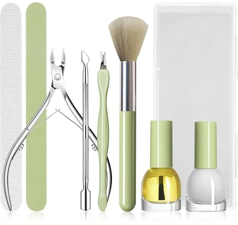 Cuticle Remover, Cuticulas Kit Manicura, con Alicate Cuticulas, Aceite Cuticulas, Limas para Uñas, Ablandador de Cuticulas, Empujador de Cuticulas, Cuidado Profesional, Fácil de Usar(8 Piezas)