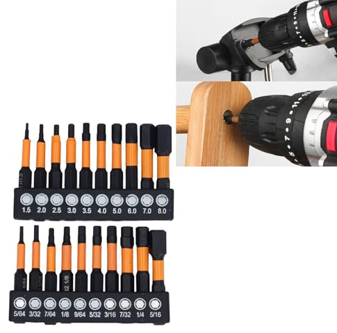Hapivida Juego de Puntas Hexagonales Magnéticas, Set Brocas de Acero S2 para Taladro de Impacto con Estuche Organizador 20 Piezas 1/4 Pulgada para Mantenimiento Automotriz Montaje Muebles Bicicletas
