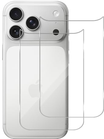 Aerku Protector de Pantalla Trasera Compatible con iPhone 17 Pro, 2 Piezas Anti-Arañazos Cristal Templado Cobertura Completa Contraportada Película, 9H Dureza Transparent Vidrio Film, Anti-scratch
