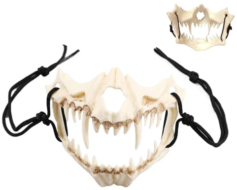 Opdestn Masque Demi Crâne Animal - Décor Halloween Masque Os Costume Horreur - Accessoire Cosplay Déguisement Fête | Rôle-Play Réunion Événement Célébration