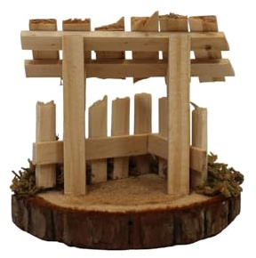 ZICOM Krippenzubehör Miniaturzubehör Miniatur Krippenstall Holzstall Höhe 8,5cm Holz Natur Unikat, Modellbau Puppenhaus