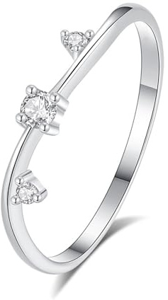 Stfery Welle Diamantring Platin, Stapelring Damen Echtschmuck Gr.57 (18.1)