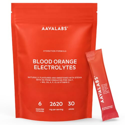 Elektrolyter med blodapelsinsmak – 30 portionspåsar med 6 essentiella mineraler & C-vitamin – 2620 mg per portion – Elektrolytpulver för hydrering – Keto-vänligt