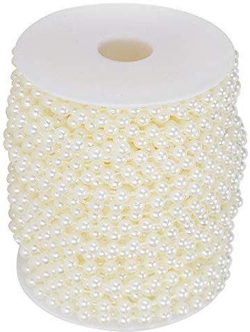 Stylebest Guirnalda de Cuentas de Perlas de Imitación, Elegante Cuerda Artesanal de Decoración de Bricolaje con Cuentas de Perlas de Imitación de ABS, para Decoración de Sillas de Mesa de (Beige)