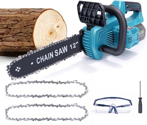 Batteridriven motorsåg 30 cm, 1 000 W borstlös elektrisk motorsåg, kompatibel med Makita 18 V batteri, grensåg med automatisk olja, 30 cm svärdlängd för trädgårdssax, träskärning (utan batteri)