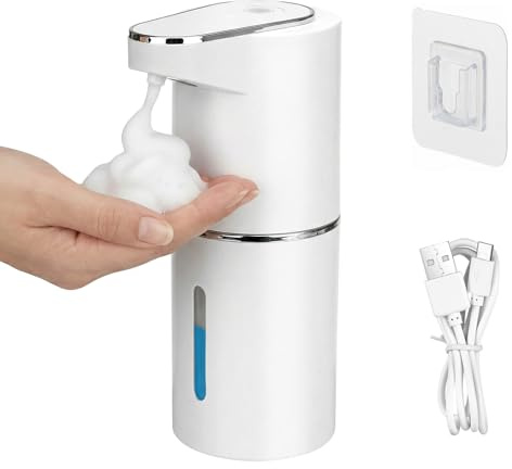 Automatic Soap Dispenser - 350ml Electric Wall Mounted Foam Soap Dispenser with Infrared Motion Sensor & 3 Adjustable Levels USB Rechargeable Hand Soap Dispenser Touchless for Kitchen and Bathroom