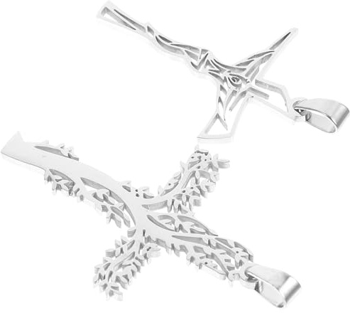 Healeved Ciondolo Argento per Collana e Bracciale 2pezzi Croce in Acciaio Inossidabile Design Creativo e Finitura Sottile per Decorazioni Fai da Te