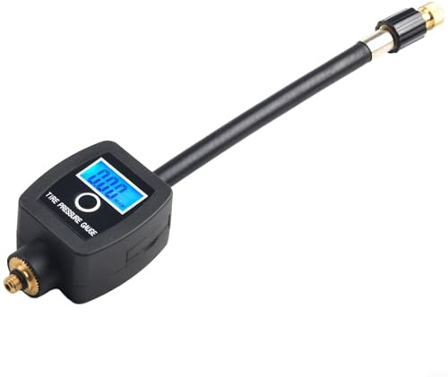 Shophubio Manomètre numérique pour pneus - Compatible avec et pour valves - Design compact 235 mm - LCD lumineux - 4 unités de pression