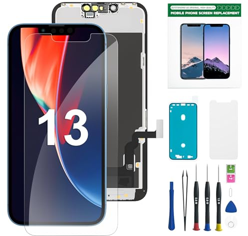 Hoonyer Écran iPhone 13, LCD Écran Tactile Digitizer Assembly avec Kit De Réparation Complet + Protecteur D'écran + Adhésif Étanche