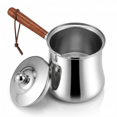 Turkisk kaffekanna i rostfritt stål smörsmältkanna 720 ml med lock och pip minikruka för mjölk kaffe te varm choklad mokakanna kastrull små kaffekannor