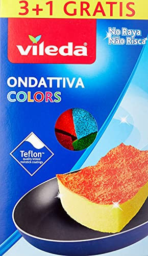 Vileda Ondattiva Colors 3+1, Esponja, Multicolor, 13 x 22 x 2.6 cm, 4 unidades