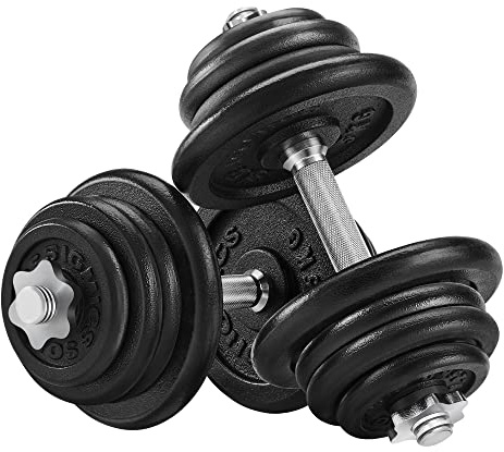 SONGMICS Hantlar, hantlar i gjutjärn, 50 kg, justerbar, för män och kvinnor, träning, konditionsträning, styrketräning för hemmet, gym, svart SYL50BS