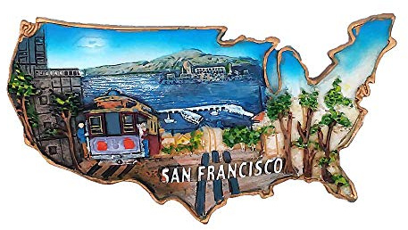 MUYU Magnet San Francisco 3D-Kühlschrankmagnet Reise-Souvenir Dekorativ, Souvenir 7X5cm Polyresin 1 Stück