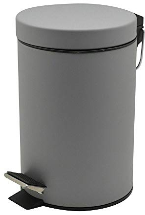 Optimal Products Stainless Steel Pedal Bin For Kitchen Bathroom Toilet Home Office Rubbish Paper Basket Tray Toilet Brush (Grey, 3 Litre Pedal Bin)