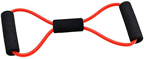 Élastique fitness avec poignées rouge bande résistance jambes fessiers torse bras pilates crossfit maison