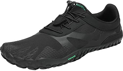 SAGUARO Barfußschuhe Herren Damen Traillaufschuhe Outdoor & Indoor Training Fitnessschuhe Wander Wald Strand Straße Laufschuhe Walkingschuhe Schnell Trocknend Badeschuhe, Öl Schwarz, 42 EU