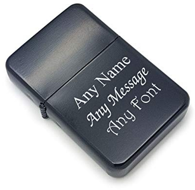 Personalised Engraved Black Lighter Metal Tin Gift Box Personalise Any Message