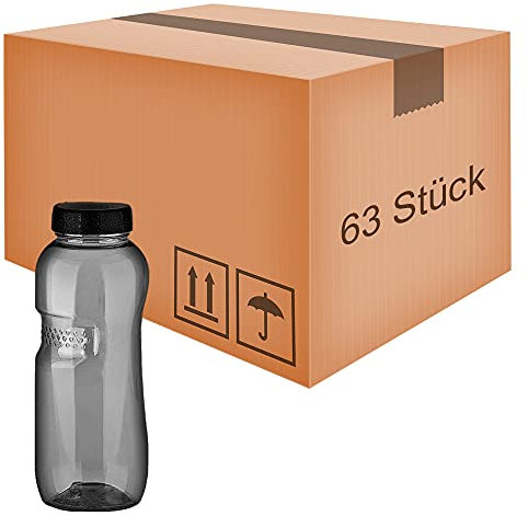 Kavodrink 63 x Tritan Trinkflasche 0,5L Wasserflasche schwarz Sportflasche BPA frei Flasche 500ml