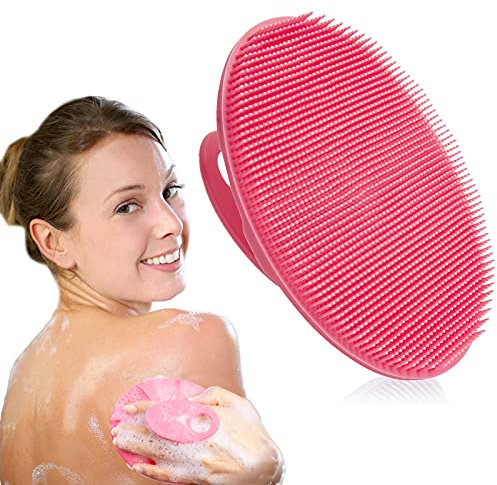 INNERNEED Soft Silicone Body Cleansing Brush Shower Scrubber, Gentle Exfoliating and Massage for All Kinds of Skin (Pink)