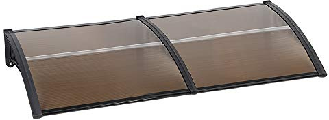 HUOLE Toldo Puerta, Toldo Ventana Lluvia Nieve Refugio Frente Porche Sombra Exterior, Techo terraza, Entrada Marquesa Solar Puerta Anti-Suelo Refugio Protección Policarbonato (100 * 200 cm Braun)