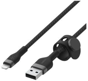 Belkin BoostCharge Pro Flex geflochtenes USB-A/Lightning-Kabel, 2 m, MFi-zertifiziertes Ladekabel für iPhone 14/14 Plus, 13, 12, Pro, Max, mini, SE, iPad und andere Geräte – Schwarz