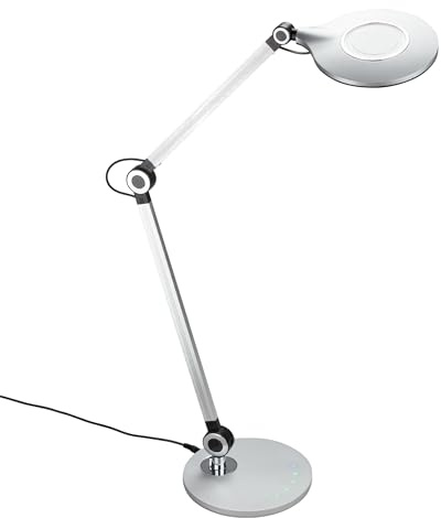 BRILONER - LED Schreibtischlampe mit Touch, stufenlos dimmbar, einstellbar von warmweiß bis kaltweiß, Tischlampe, Lampe, Nachttischlampe, Tischleuchte, Deko, Bürolampe, 20x74 cm, Silberfarbig