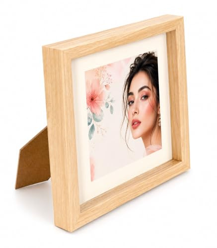 KM FOTO 3D Objektrahmen Holz Bilderrahmen Shirt Trikot Rahmen Collage Wanddeko Poster S223: Farbe: Natur | Format: 20x20