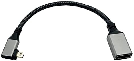 LiKuCo Micro HDMI to HDMI Adapter Cable 4K 8 Inch Angle Micro HDMI Male to HDMI Female Type D HDMI 2.0 Braided Converter Connectors Support 4K for Raspberry Pi 4, HERO 7/6/5, Cameras (Left Angled)