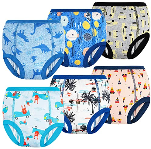 FLYISH DIRECT Ropa Interior de Entrenamiento para Orinal Paquete de 6, Pantalones de Aprendizaje para IR al baño, Calzones de Entrenamiento para IR al baño Absorbente y Transpirable, 5 Años
