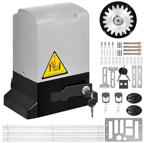 Motorisering för skjutgrind komplett kit för skjutgrind spännstänger ingår, max. 1 200 kg, 550 W automatisk dörröppnare, skjutdörrsmotor
