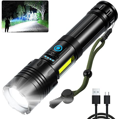 Rechargeable Led Flashlights High Lumens: 99000 Lumen Super Bright Flashlight, 7 Modes with COB Work Light, IPX6 Waterproof, Powerful Handheld Flash Light for Home, Camping, Hiking
