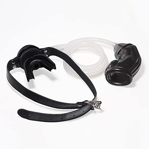 Guspiun Silikon Mund Plug Gag ＆ Penis Sleeve Urinal Fetisch Bondage Set Homosexuell Oralsex Knebel SM Cosplay Extrem Sexspielzeug für Frauen Männer (Schwarz Gag + Schwarz Penishülle)