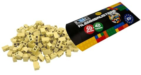 CMC imports 200 Klemmbausteine Briks Bausteine 1x2 Noppen Kompatibel freie Auswahl 35 Farben (094 Beige)
