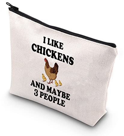 PLITI Chicken Makeup Bag Funny Chicken Lover Gift for Women Chicken Mom Gift I Like Chickens and Maybe 3 People Travel Bag(I Like ChickensU)