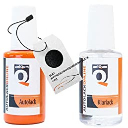 uniQum Autolack Stift + Klarlack im Vorteilsset für SEAT MYTHOSSCHWARZ/MIDNIGHT BLACK LY9T Autolack Reparatur 2 x 30 ml