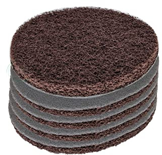 2W Lot de 5 disques abrasifs en non-tissé avec fermeture Velcro Marron grain 120 Medium 150 mm