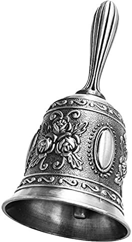 Povhhee Handglocke, Metall Dinnerglocke, Dekorative Hochzeitsglocken, Serviceglocke, Anrufglocke, Weihnachtsglocke, Silber