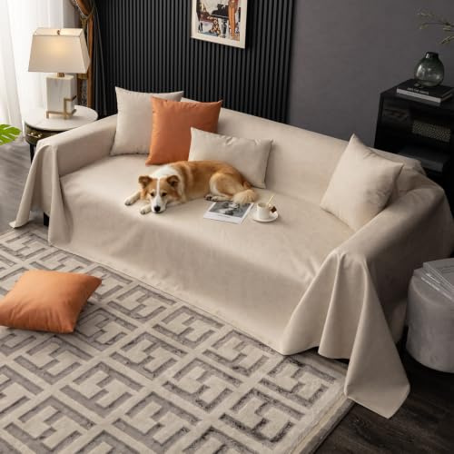 VanderHOME Sofa Schutzdecke, Sofabezug Wasserdicht, wasserdichte Möbel Abdeckung Schutz Vor Verschütten, Katzenhaaren Und Hundekrallen, Antirutsch Sofa Protector Sofaüberwurf 210 * 90cm-Beige